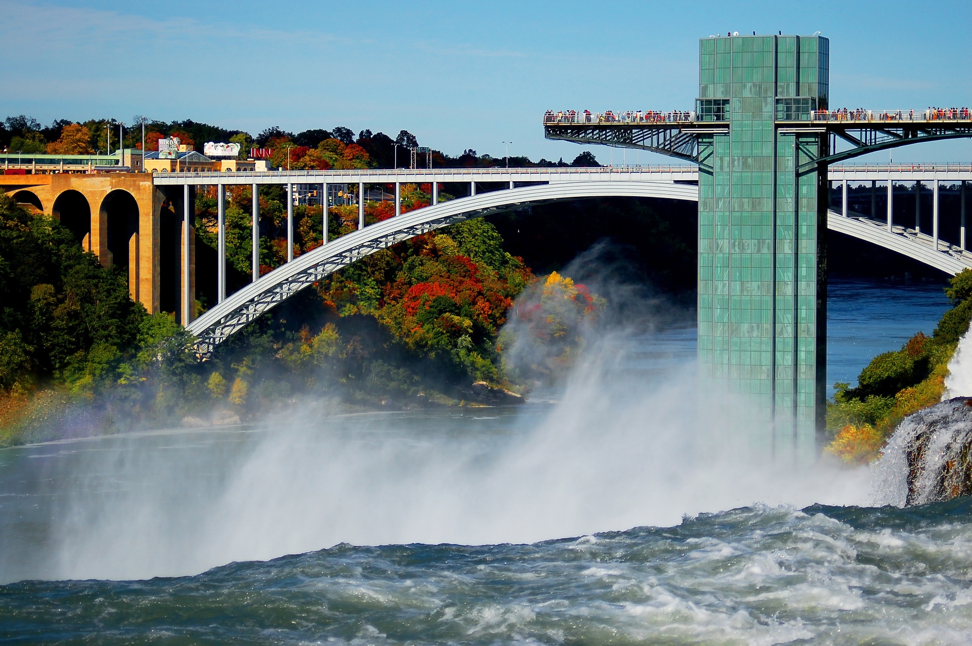 The Rainbow Bridge and Niagara Falls in Buffalo, NY 