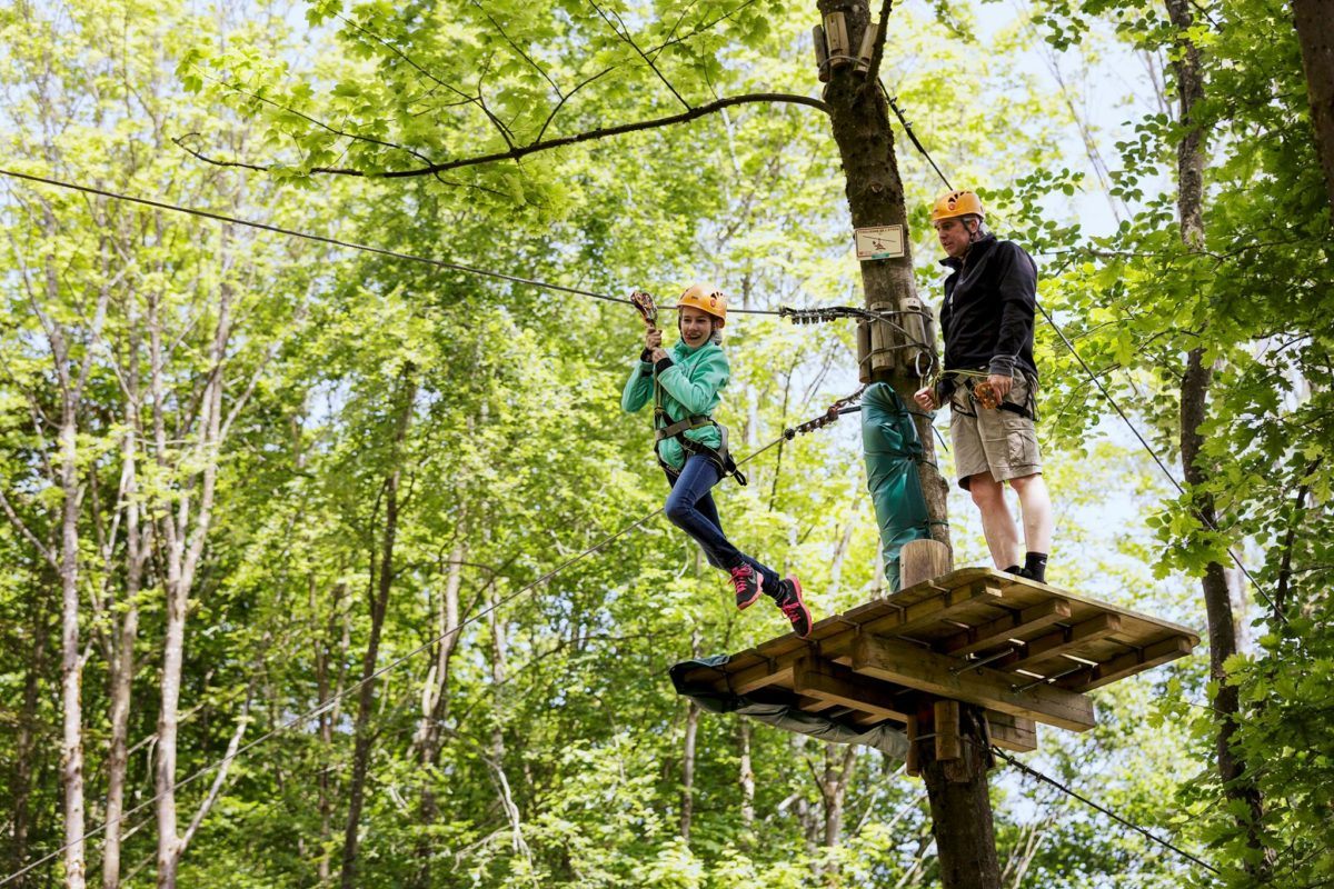 Zip-lining at CenterParks France Trois Forets