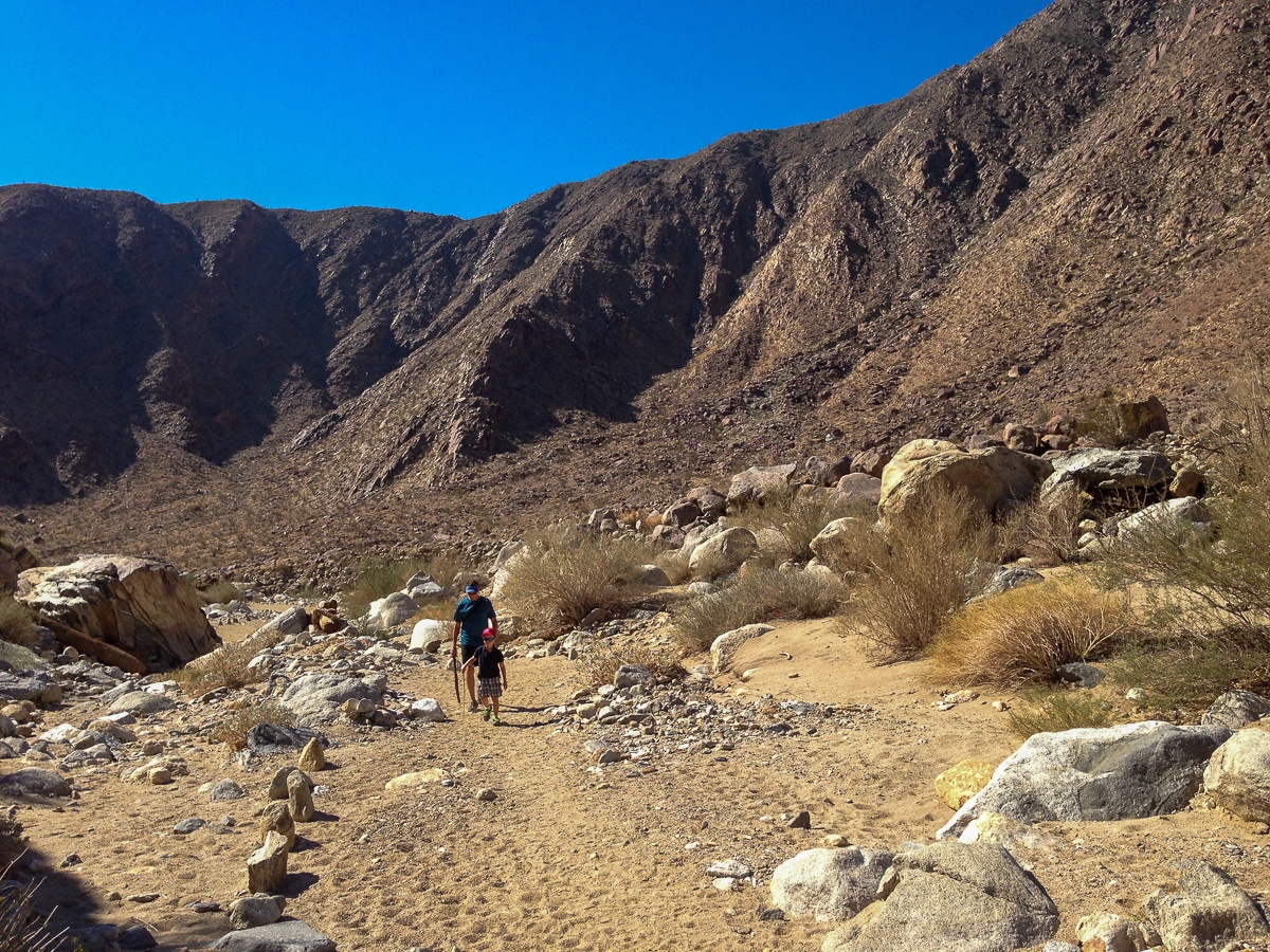 Father and son hiking in Borrego Springs