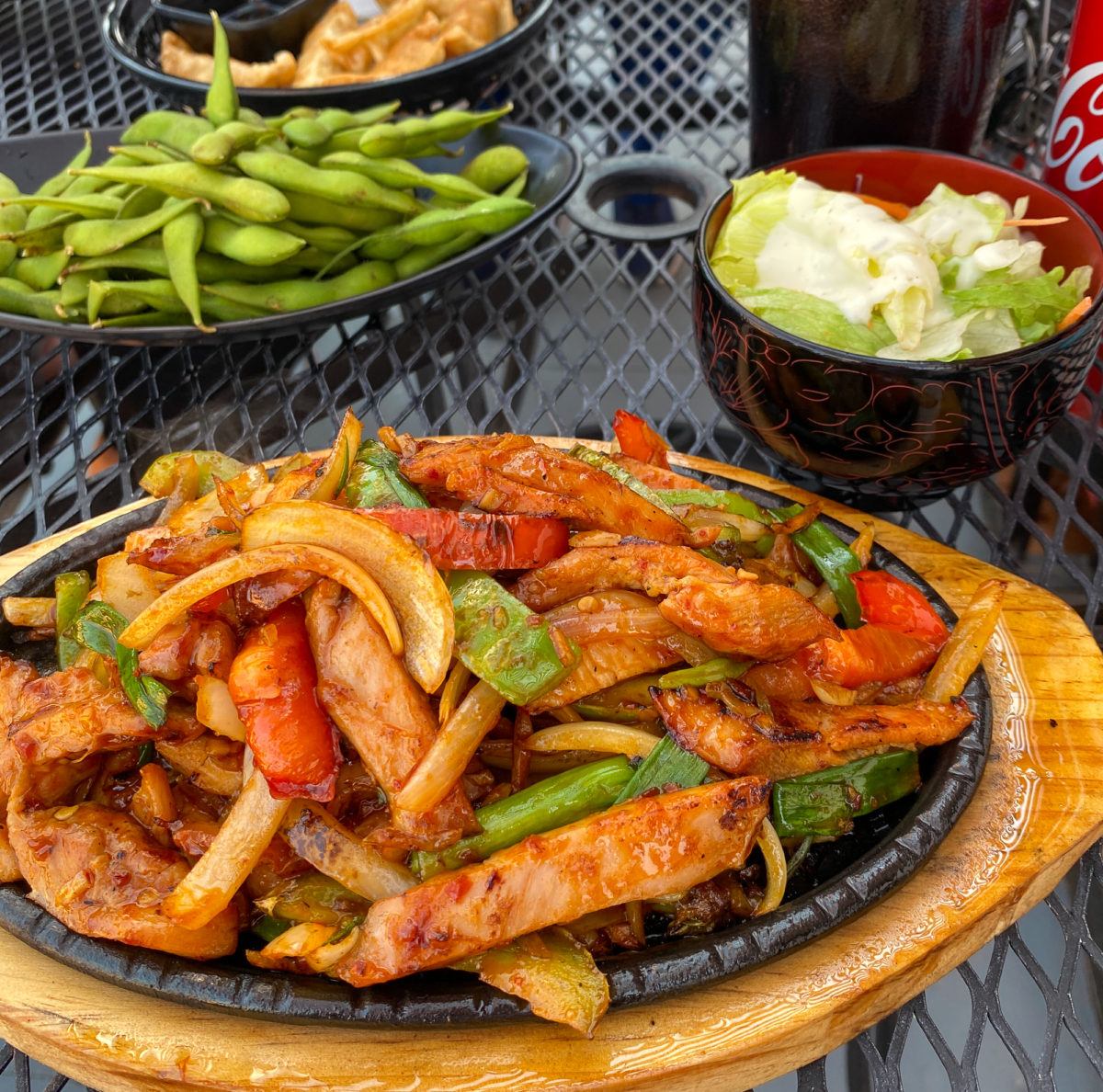 Chicken bul go ghi, edamame, pork gyoza and side salad at New York Teriyaki in Page, AZ