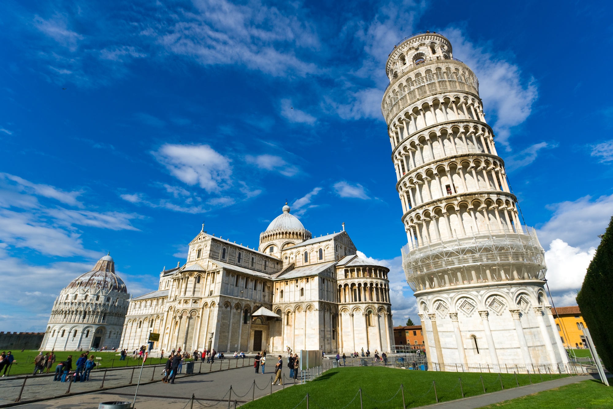 Piazza dei Miracoli, home to the Leaning Tower, the Pisa Cathedral and the Pisa Baptistry 