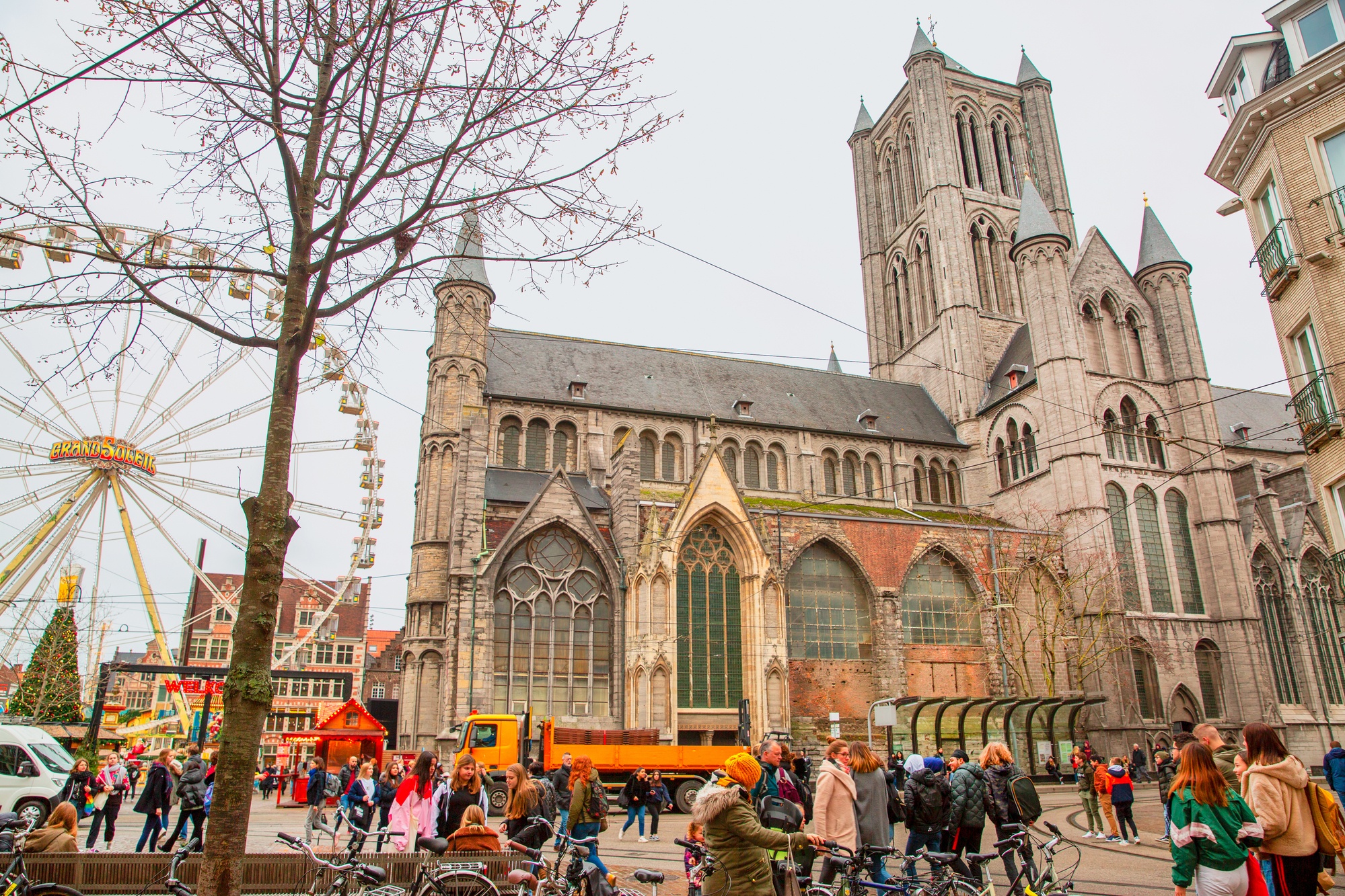 Ghent Winter Festival in front of Saint Nicholas Church