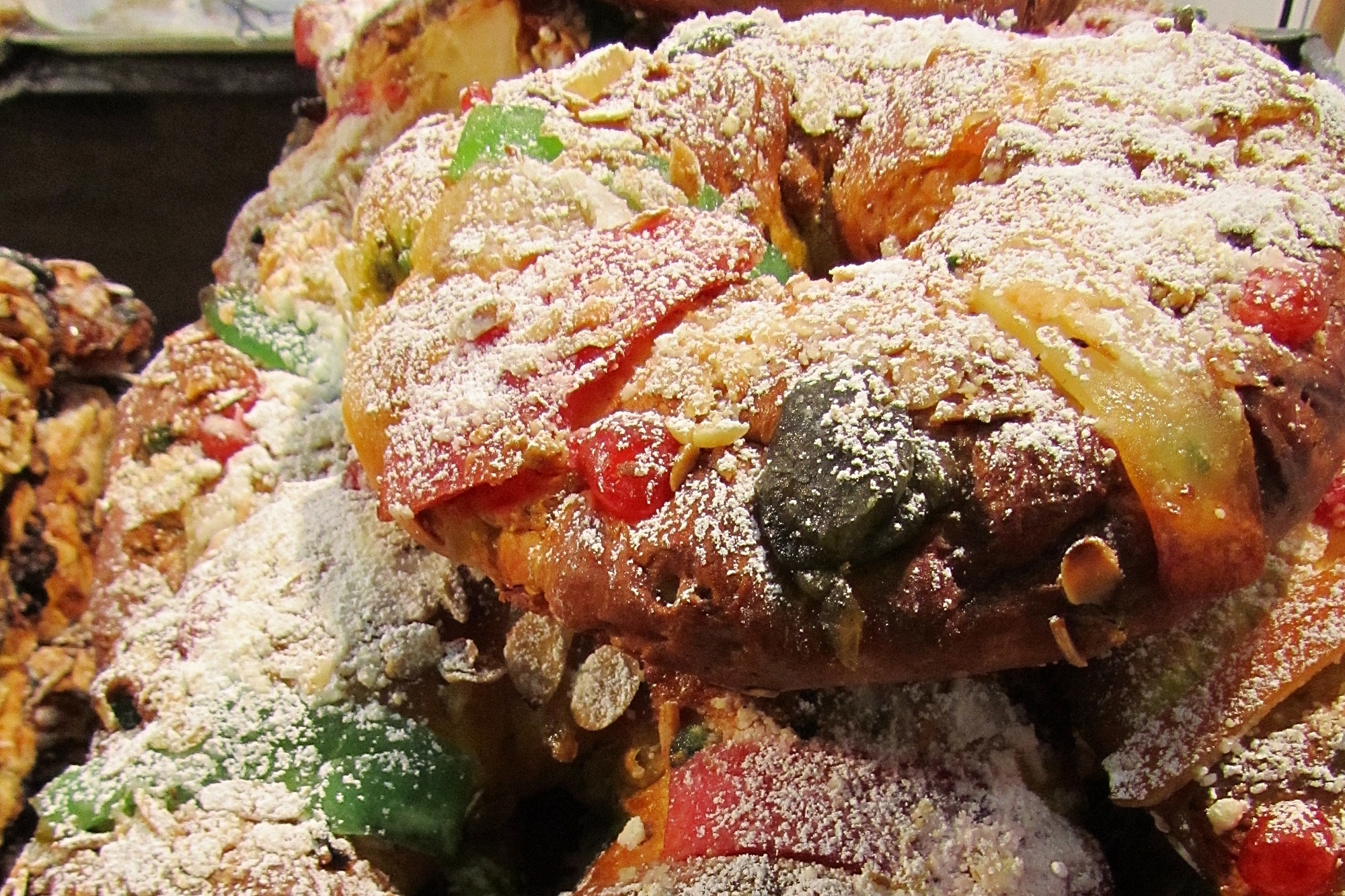 A traditional Christmas king's cake, or Bolo Rei, in Portugal