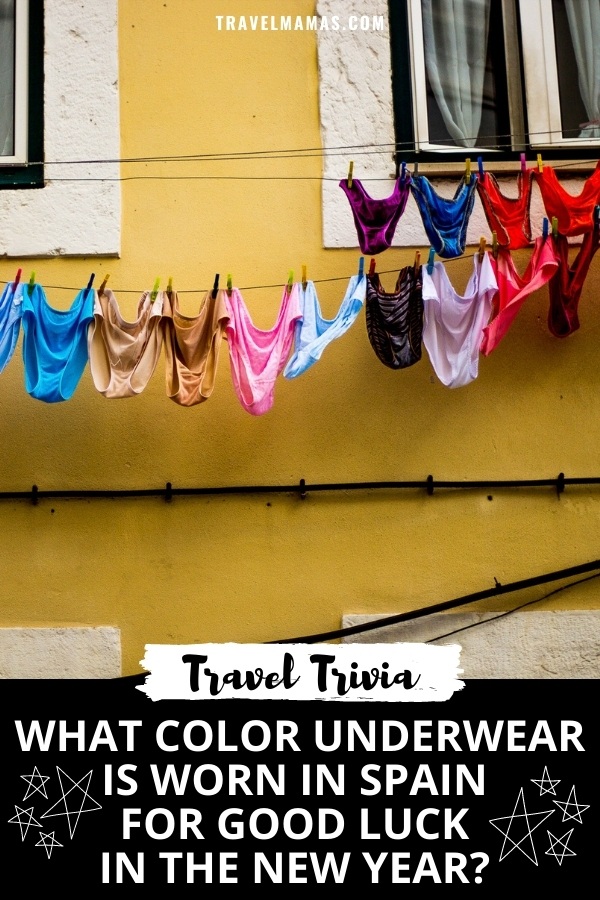 What color New Year's Eve underwear is worn in Spain for good luck in love?