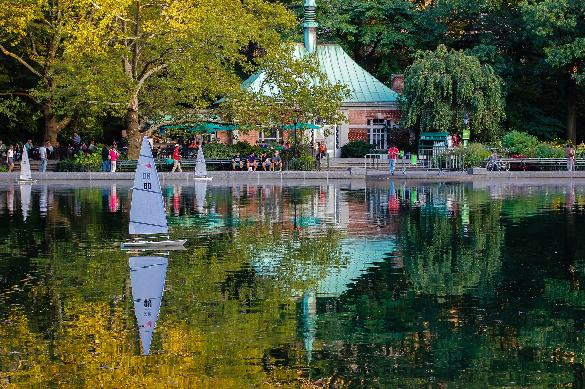 Miniature boats on Conservatory Water in Central Park