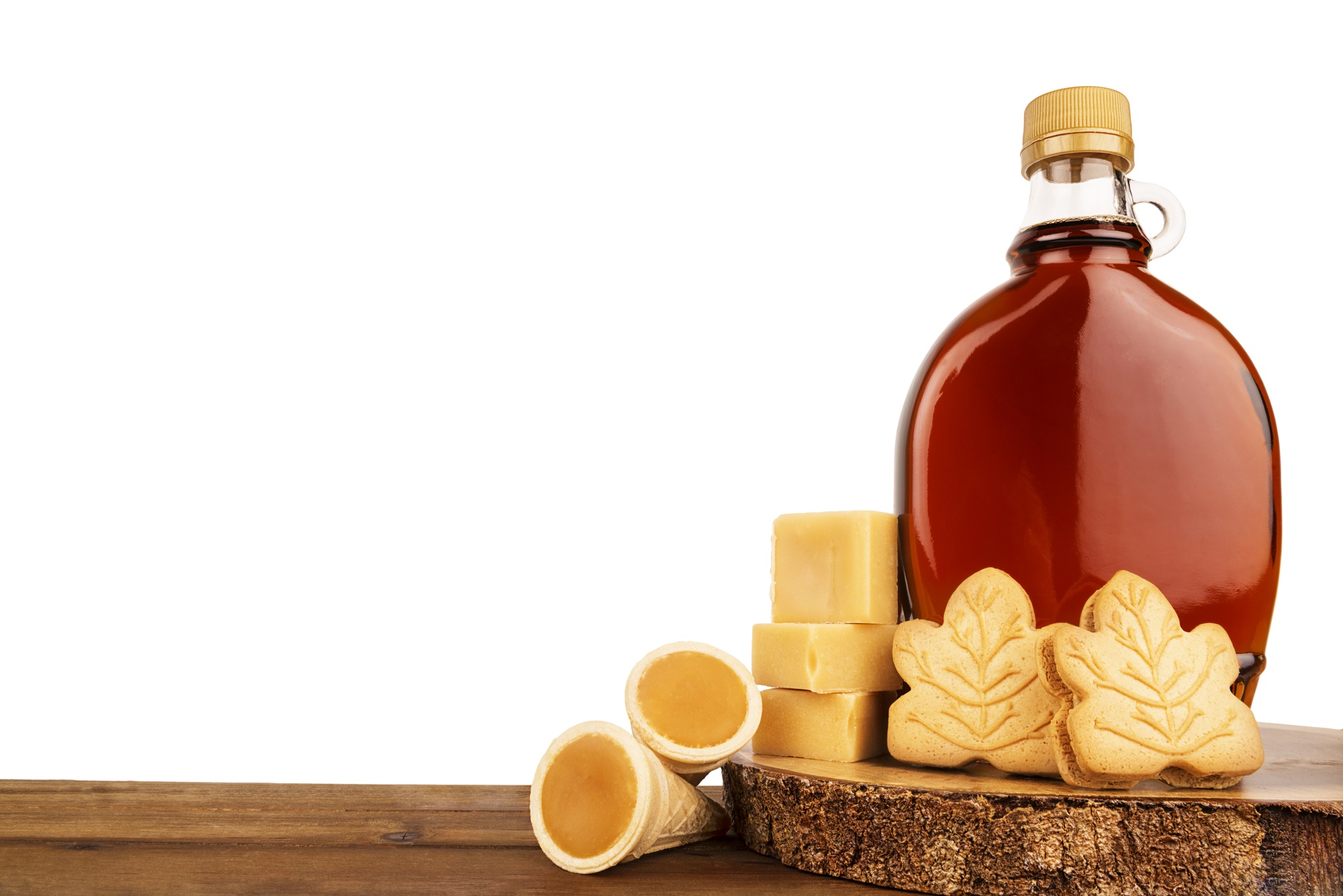 Maple syrup, maple cookies and maple candies 