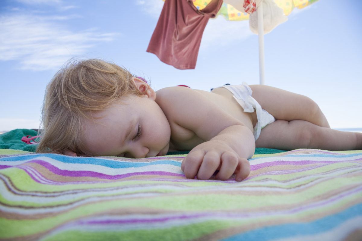 Toddler sleeping on vacation