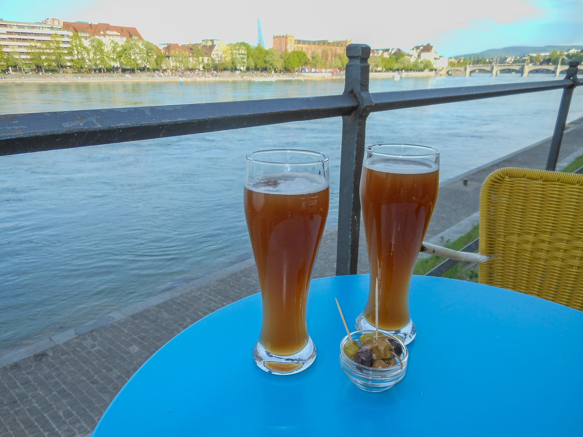 Prost! Beers along the Rhine in Basel, Switzerland