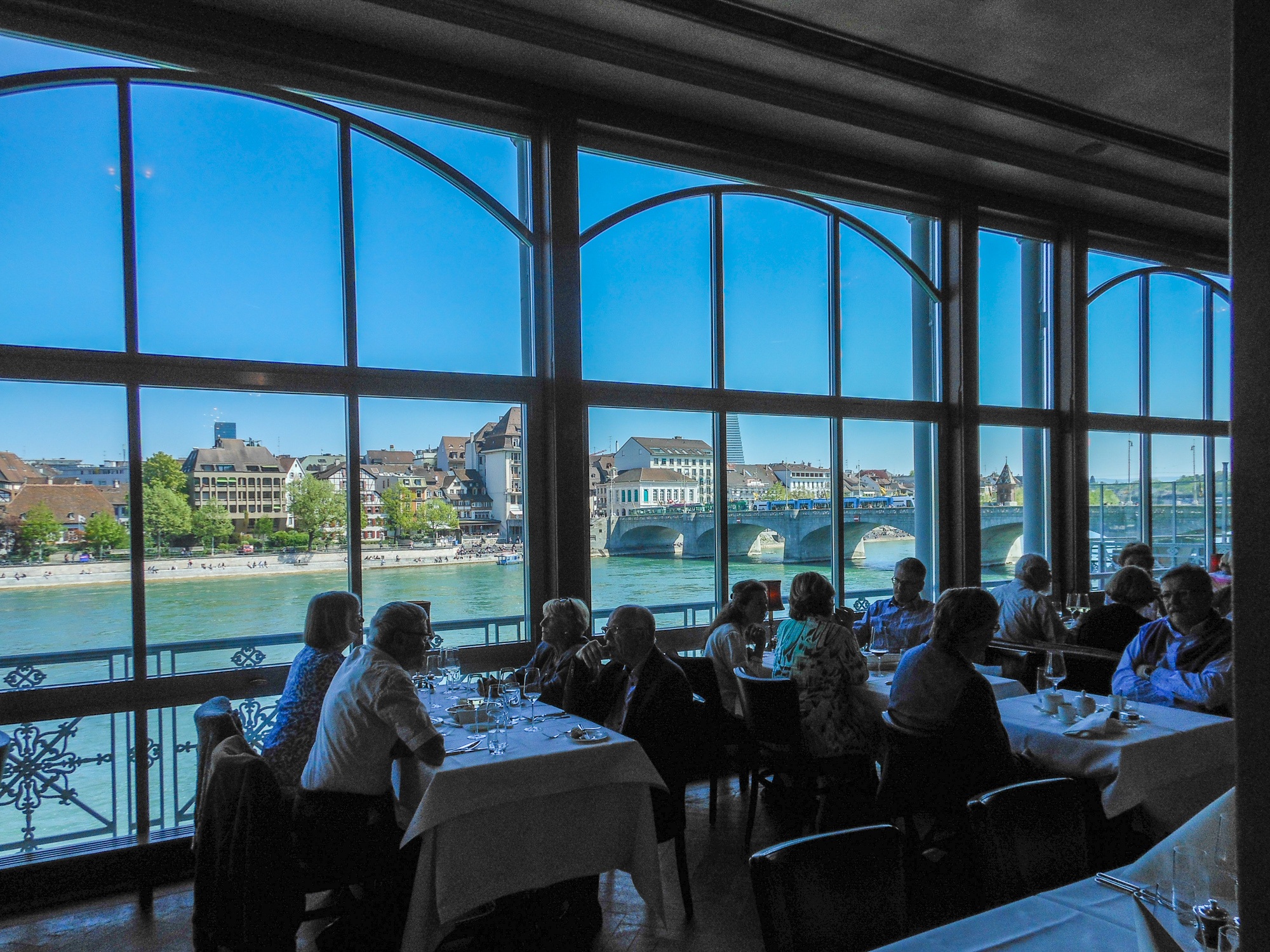 Rhine River view at lunch at Grand Hotel Les Trois Rois 