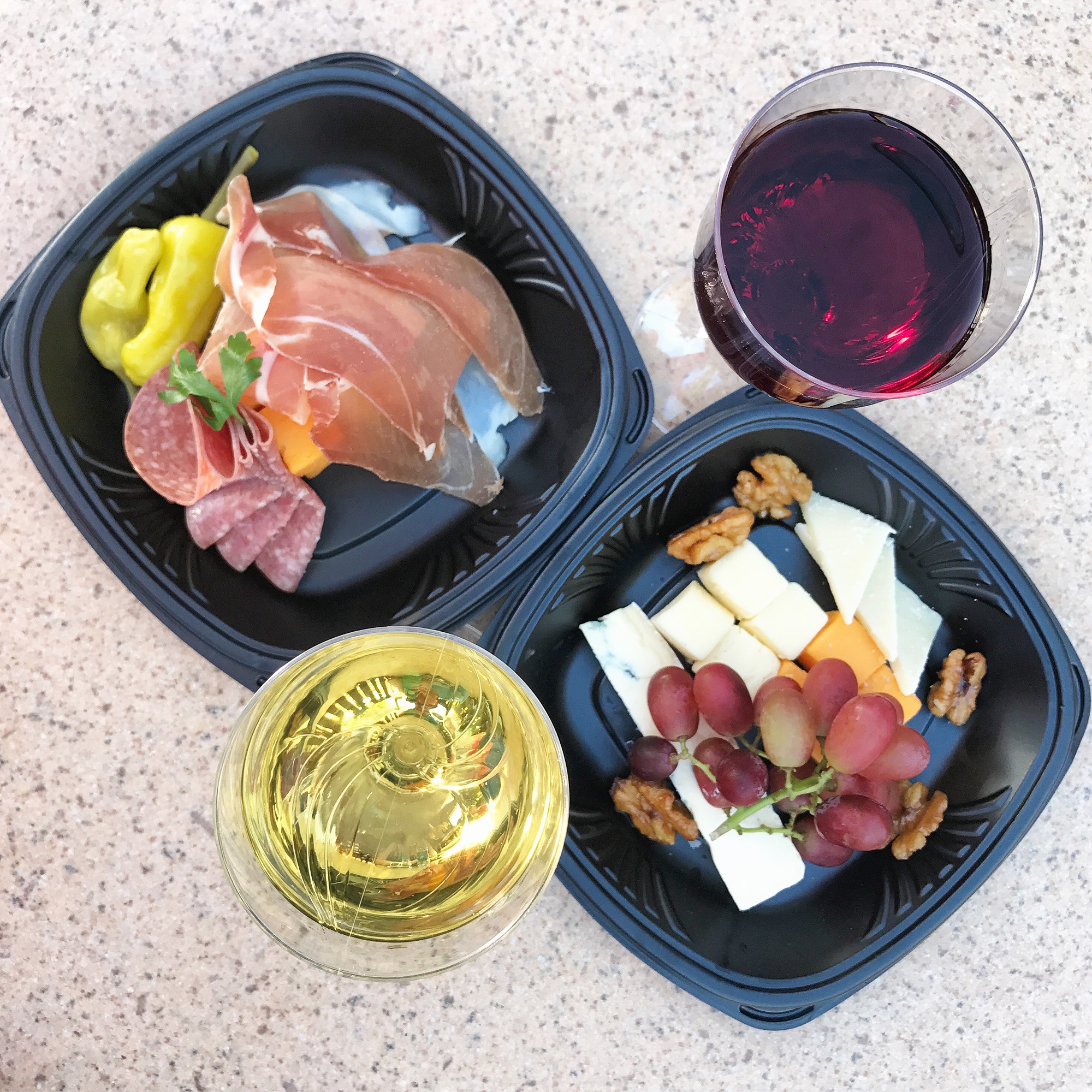 Romantic wine and snacks at Mendocino Wine Terrace at Disney California Adventure 