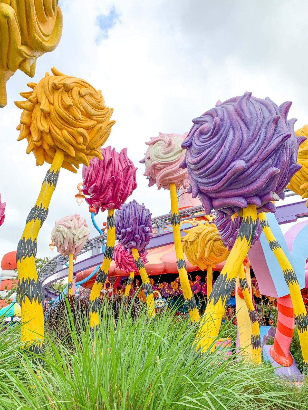 The Lorax's Truffula trees at Seuss Landing