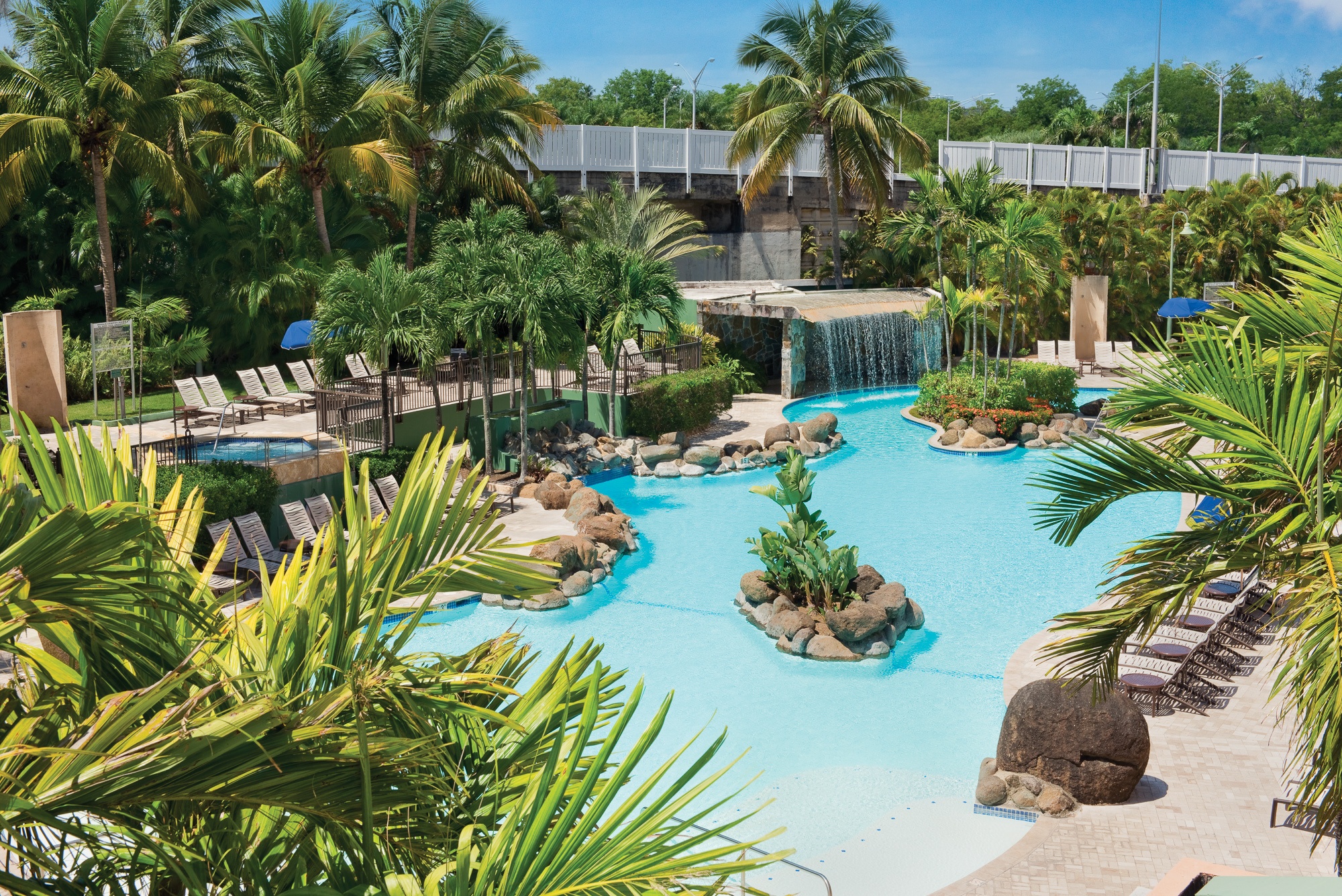 Puerto Rico hotel pool with waterfall