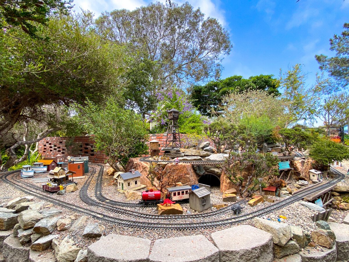 Model trains in Seeds of Wonder Children's Garden at San Diego Botanic Garden