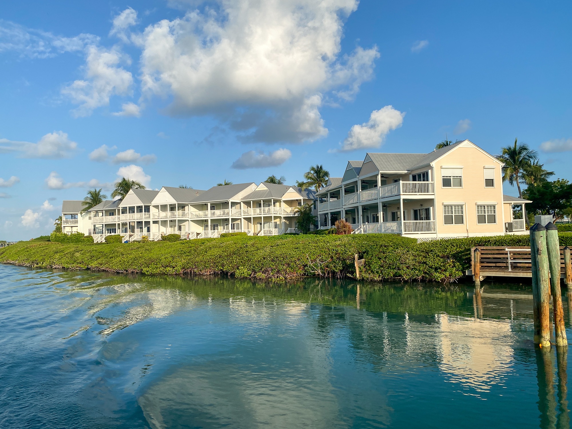 View of Hawks Cay Resort villas from the water