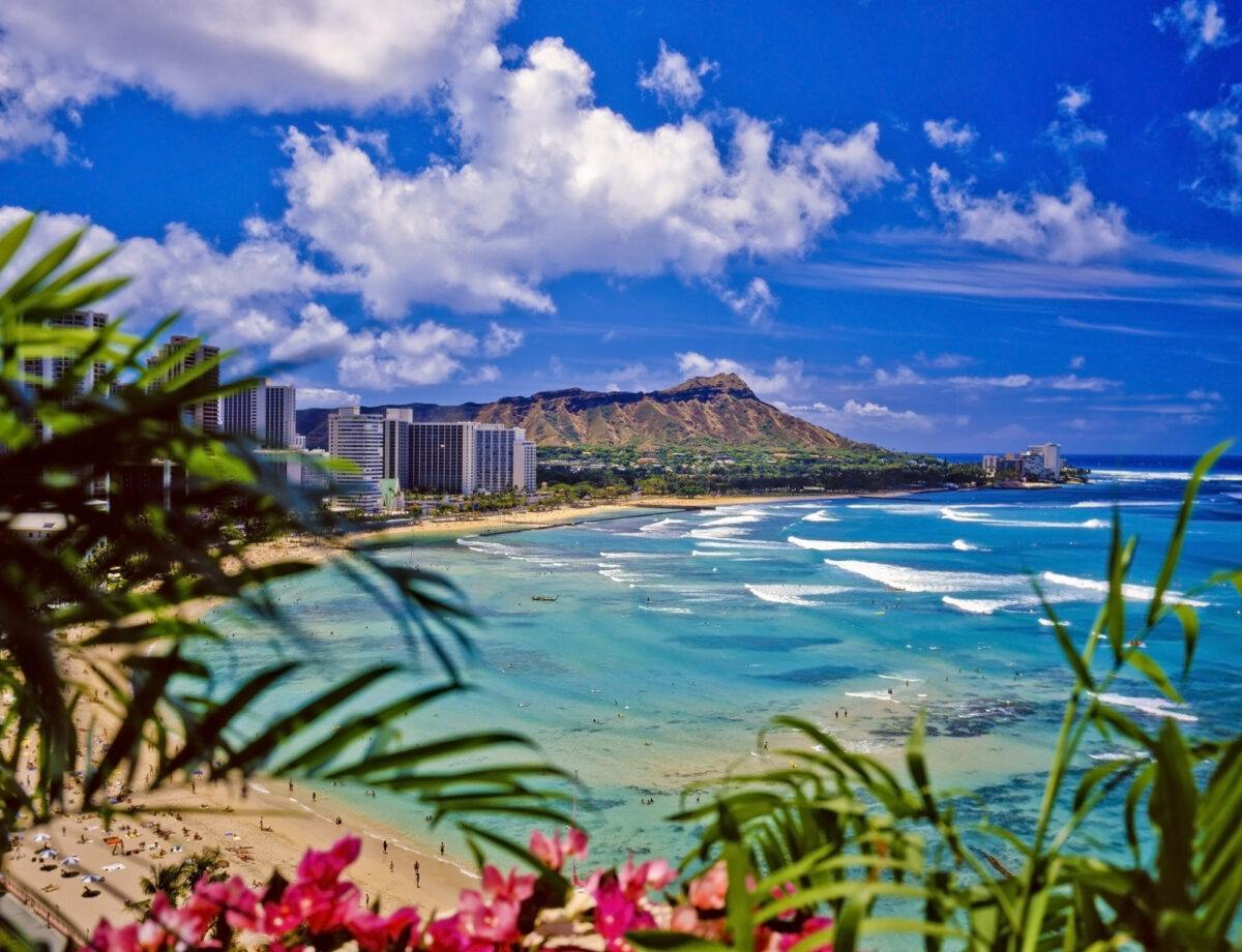 Waikiki Beach with Diamon Head in the distance