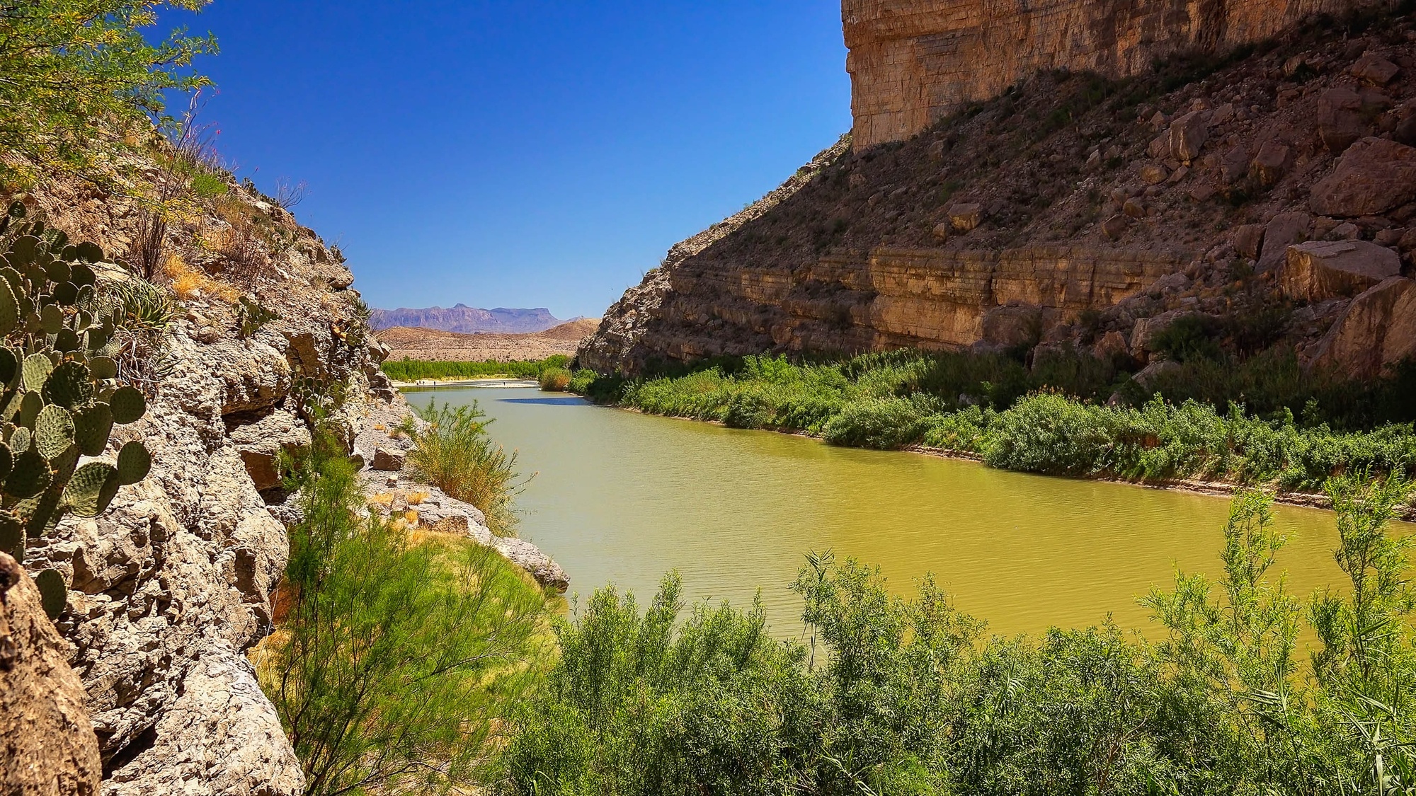 Rio Grande river flowing through Santa Elena Canyon in Big Bend National Park