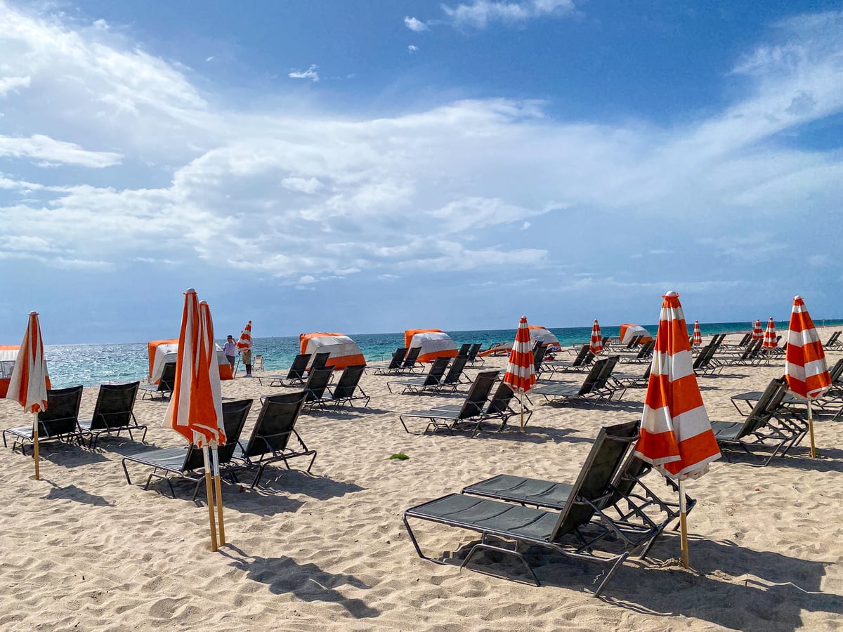 Lounge chairs for guests at B Ocean Resort on Fort Lauderdale Beach 