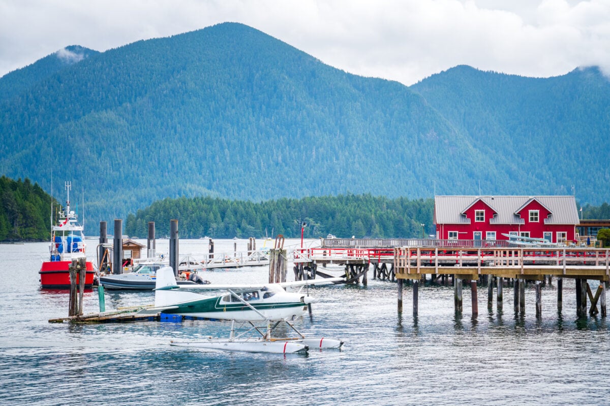 Seaplanes and harbor in Tofino