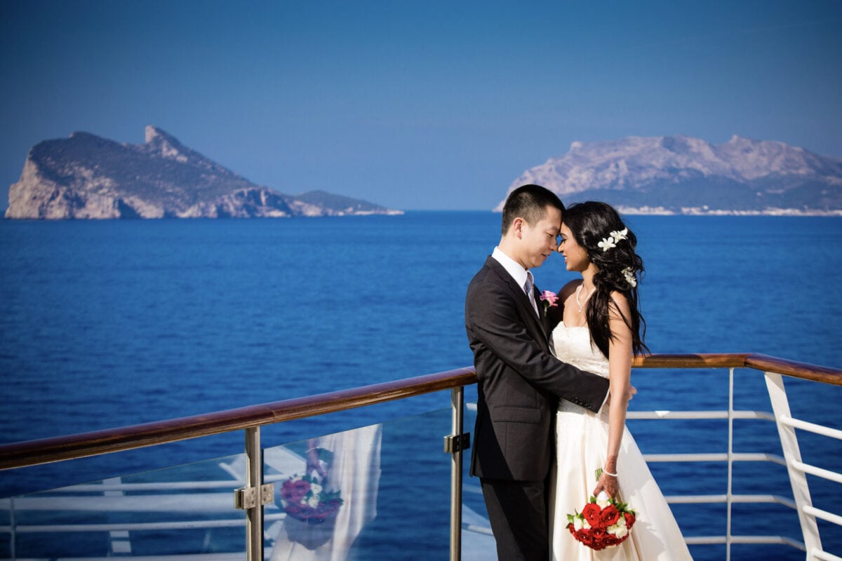 Newlyweds aboard a Royal Caribbean cruise