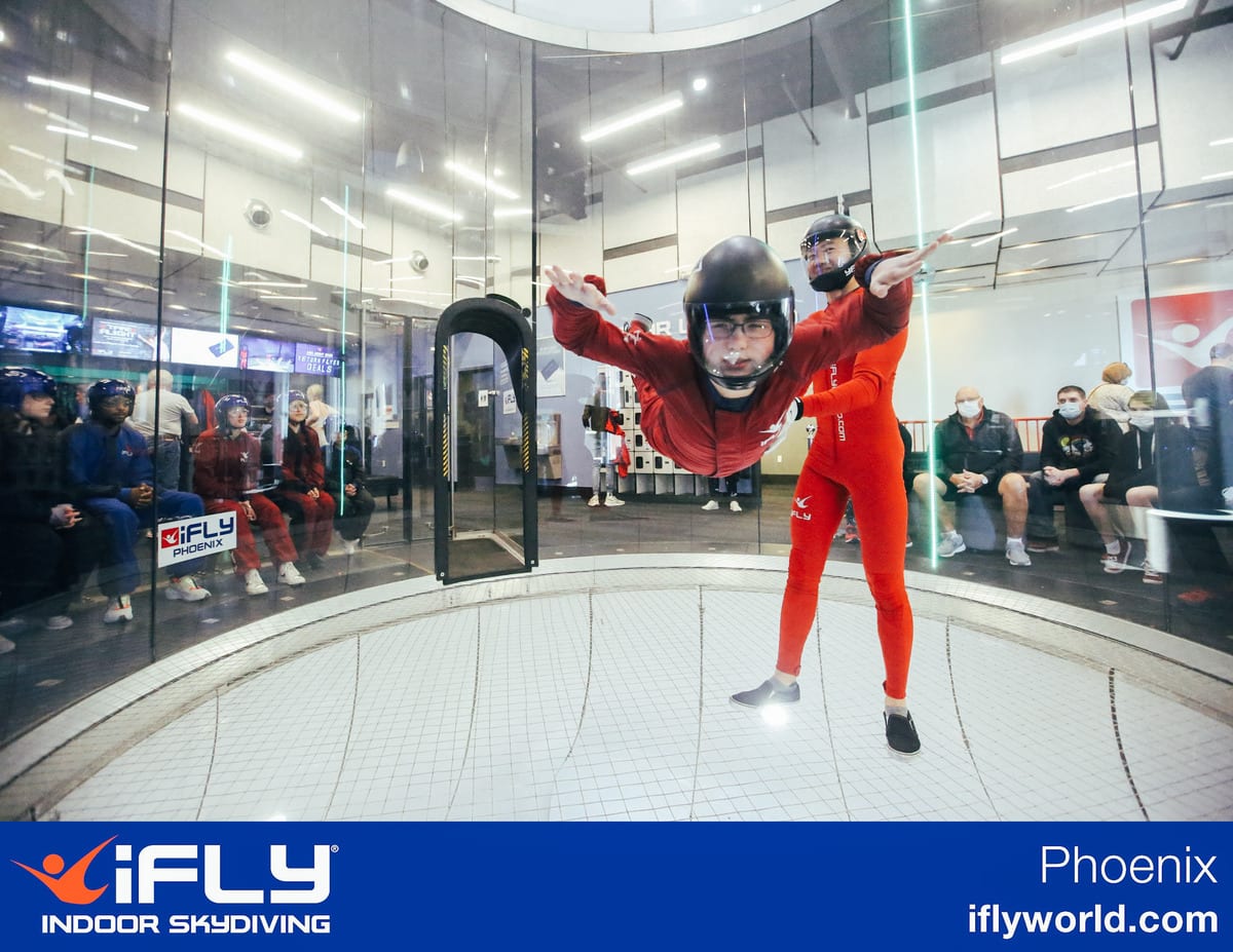 Young teen boy flying at iFly Scottsdale