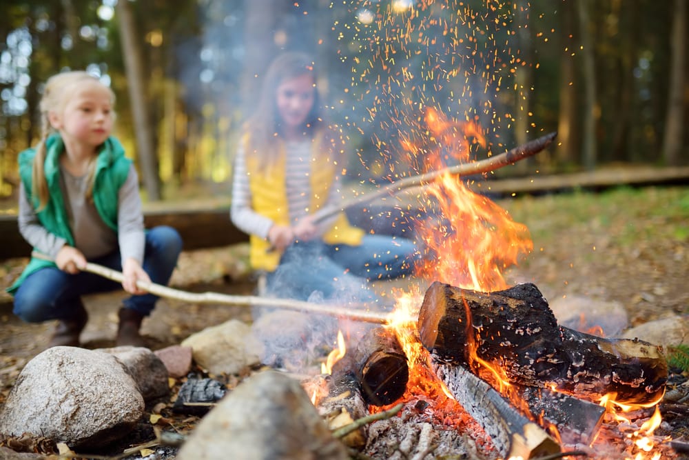 Kids with campfire