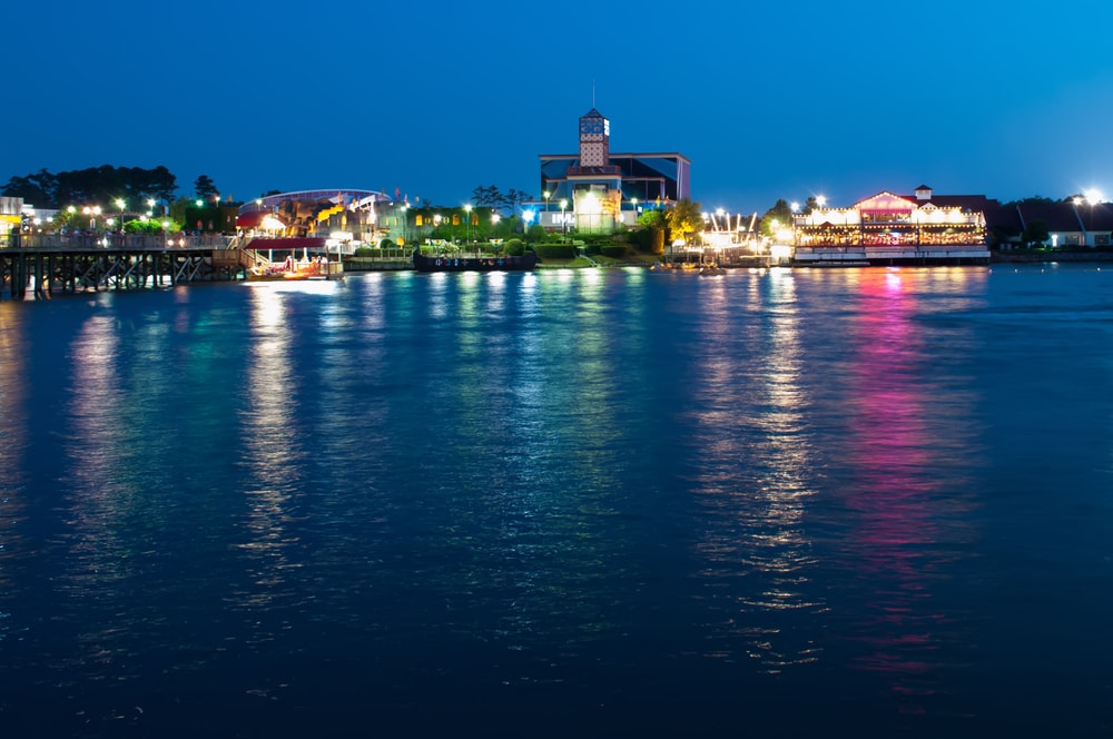 Broadway at the Beach at night