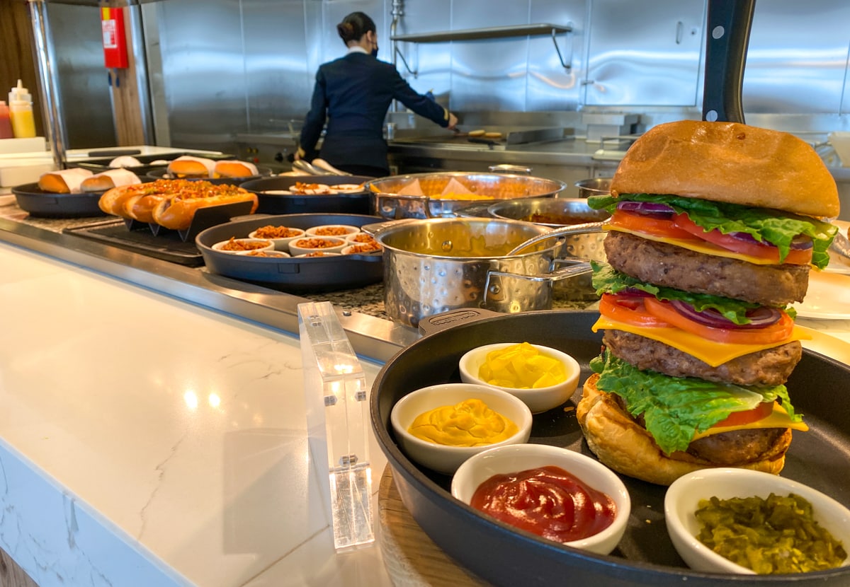 Burger station at Royal Caribbean's Windjammer Cafe