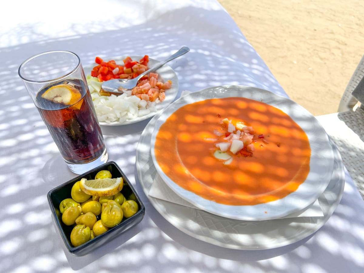 Gazpacho at a chiringuito in Málaga