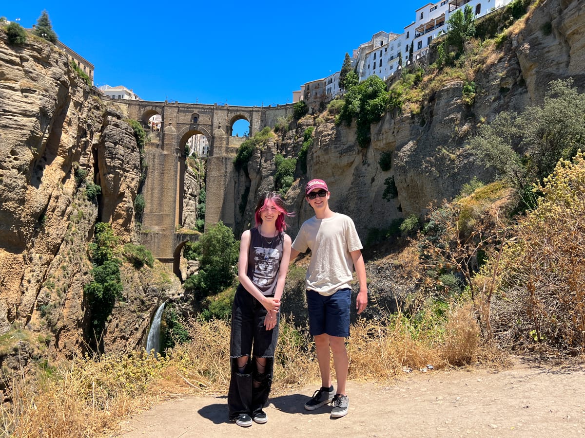 Teens in front of Puente Nuevo in Ronda