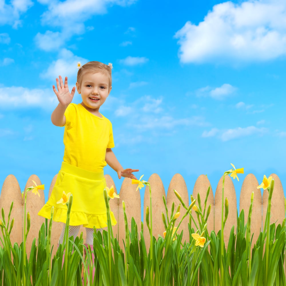 Child wearing bright yellow