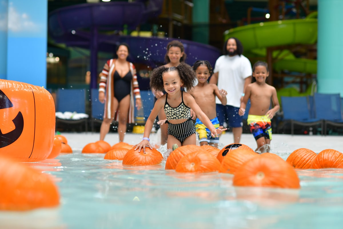 Floating pumpkin patch at Howl-O-Ween at Great Wolf Lodge Wisconsin Dells