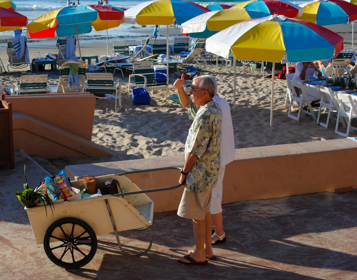 Beach party preparations at La Jolla Beach & Tennis Club