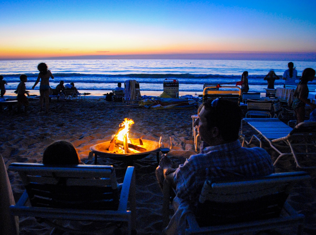 Campfire on La Jolla Beach & Tennis Club's private beach