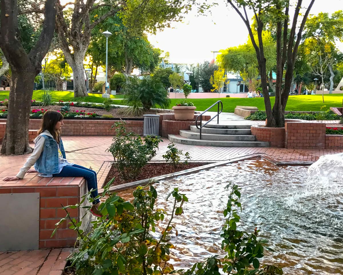 Tween girl  at Scottsdale Civic Center in fall 