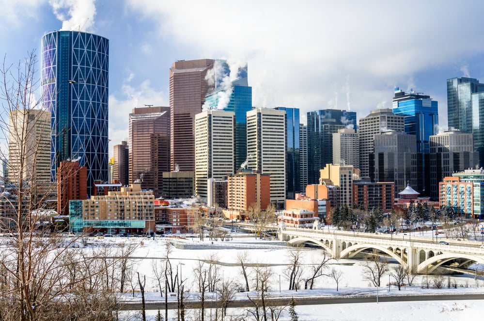 Calgary Skyline in winter