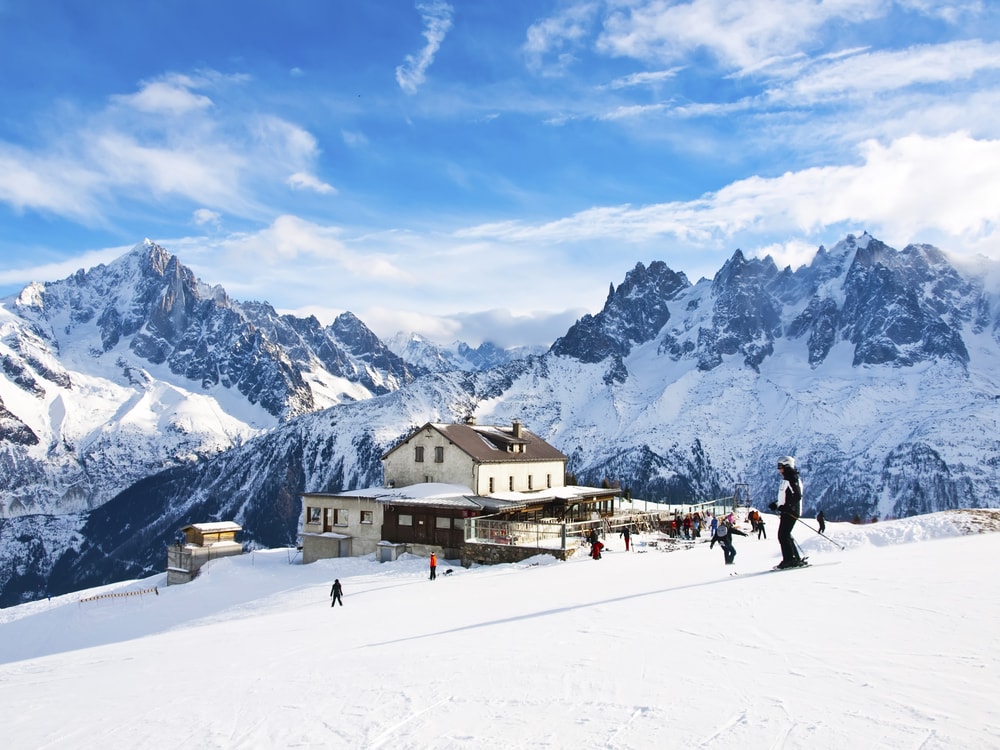 Skiing in French Alps in Chamonix 