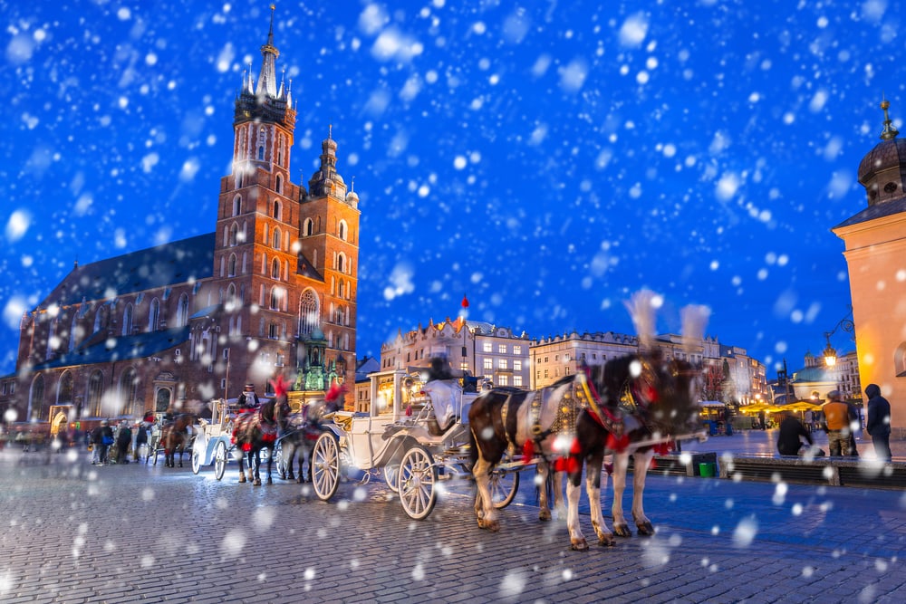 Horse drawn carriage in Krakow's Old Town 