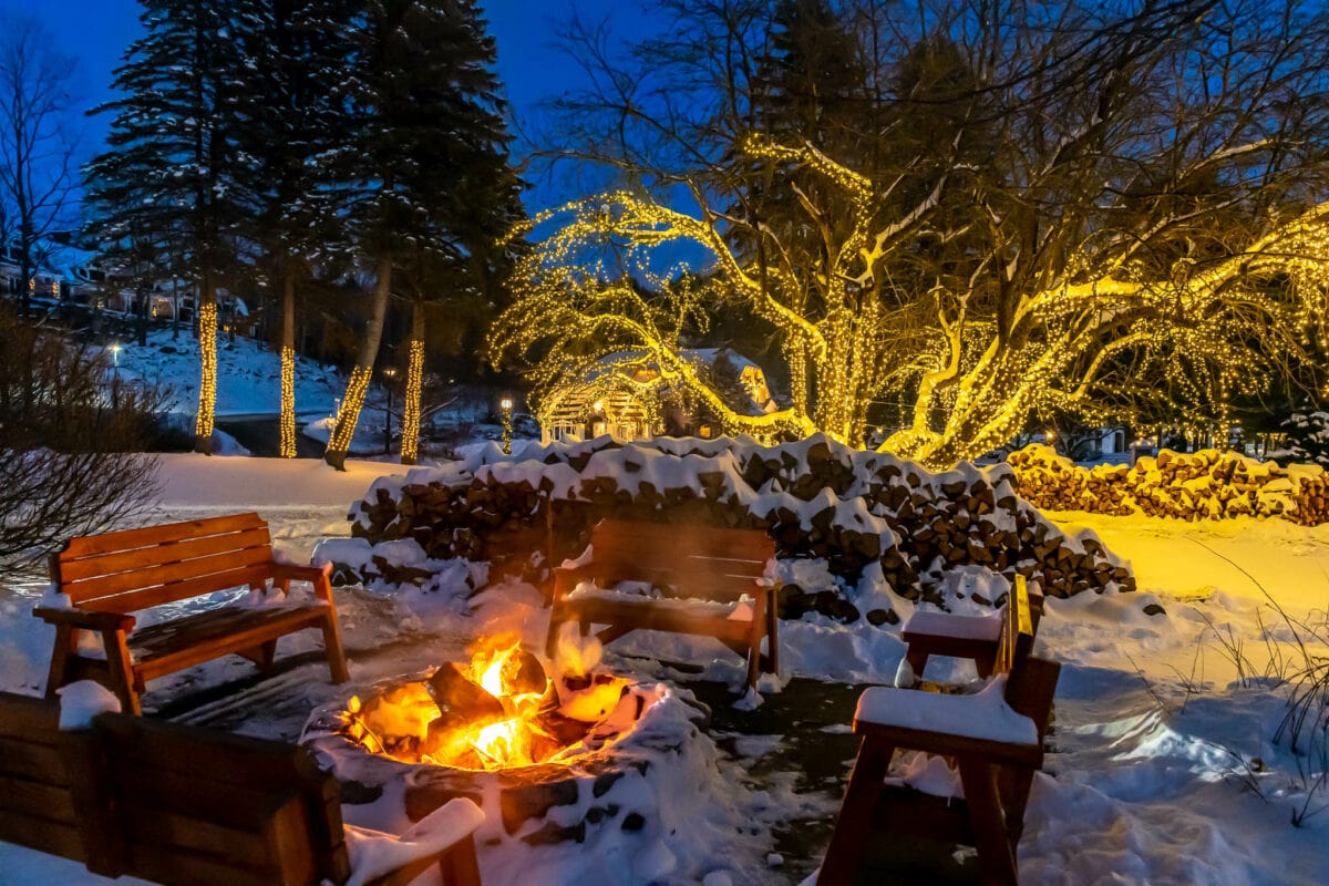 S'mores fire pit at Nestlenook Farm in the White Mountains in New Hampshire