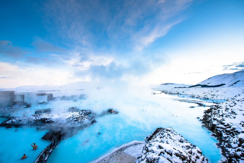 Blue Lagoon manmade geothermal spa in winter near Reykjavik, Iceland