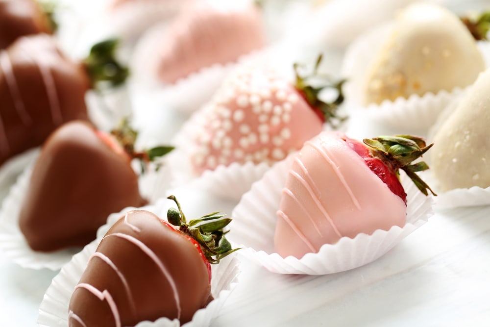 Chocolate-covered strawberries are a popular Valentine's Day treat in Japan 