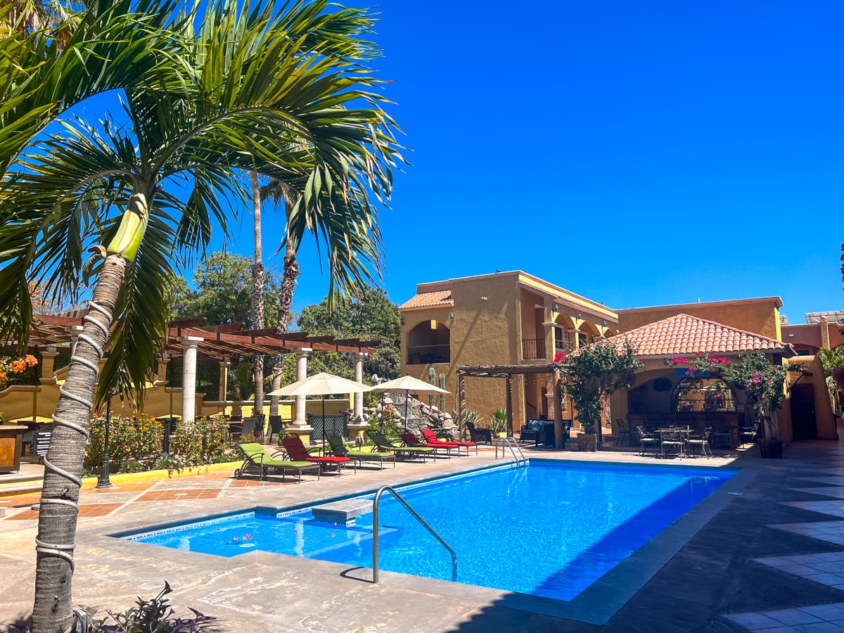 Pool area at Hacienda Suites Loreto 