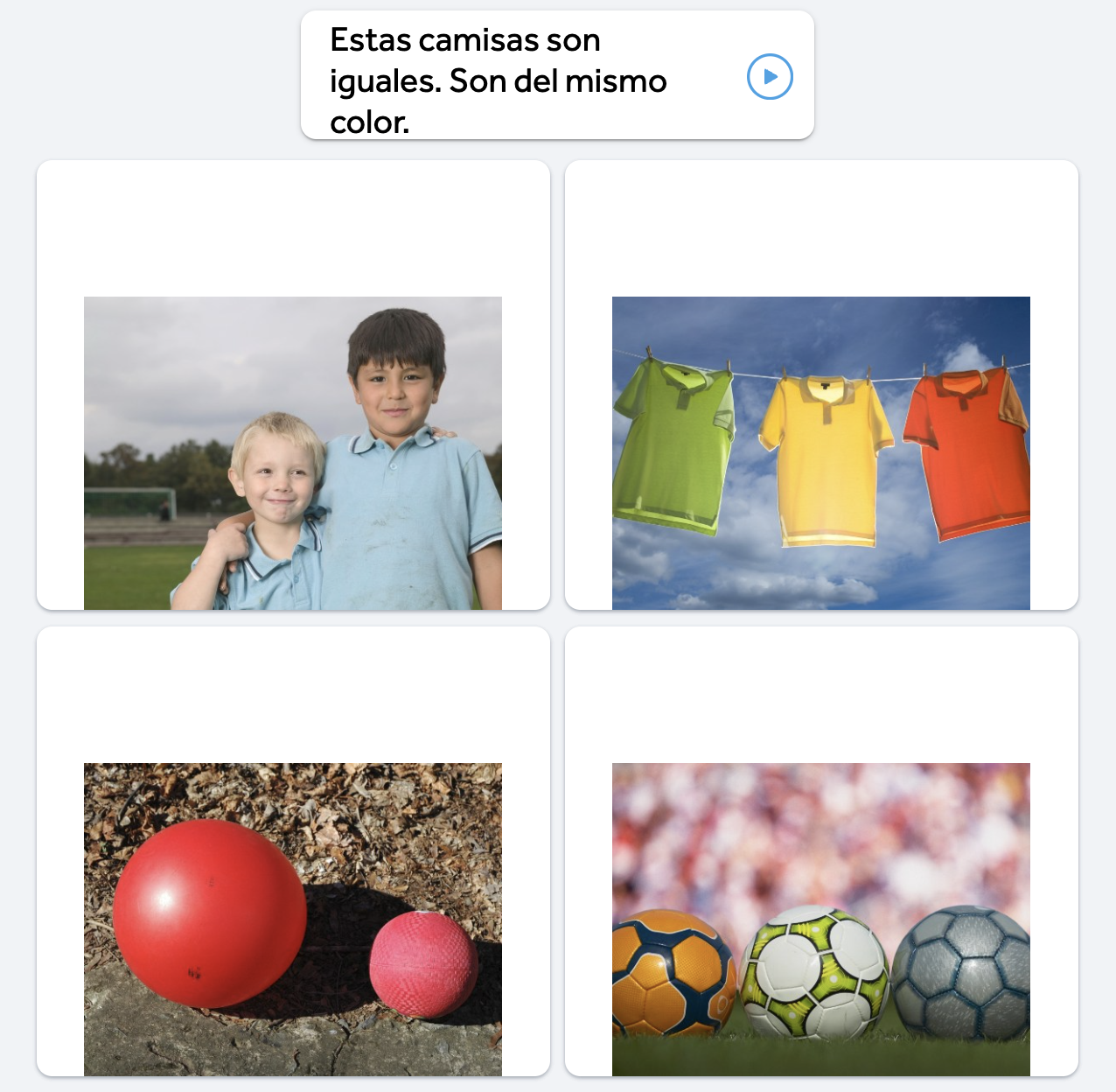 Match the Spanish words to the correct image using Rosetta Stone 