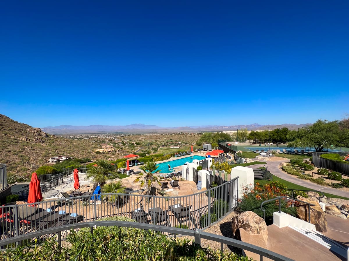 View of resort pool and Fountain Hills at ADERO Scottsdale Resort 