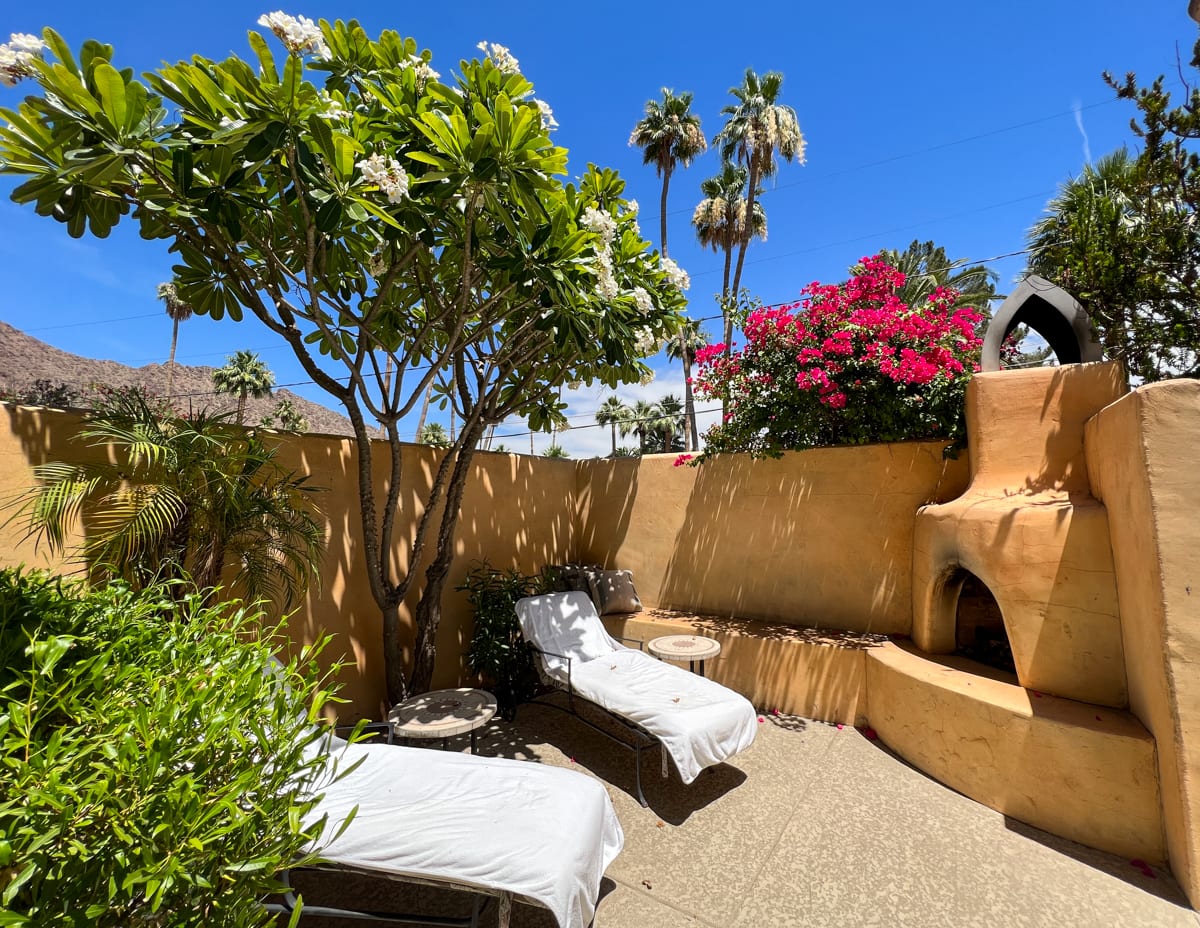 Courtyard with fireplace at Alvadora Spa