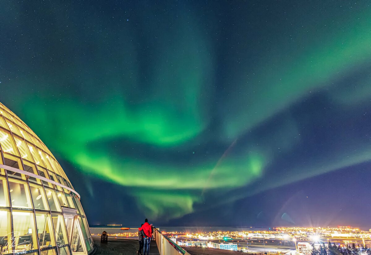 Northern lights above the Perlan - Wonders of Iceland