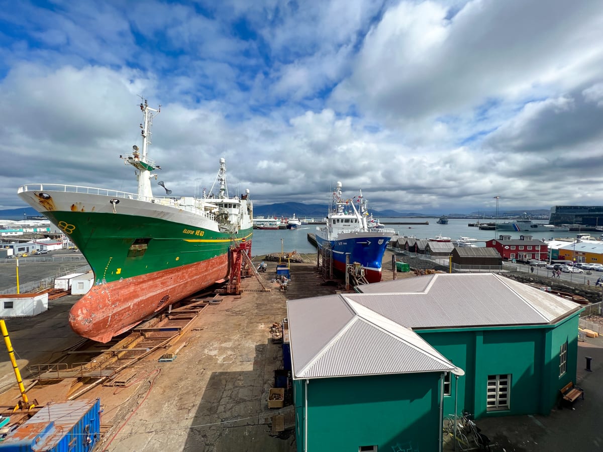 A sunny mid-summer view of the Old Harbour in Reykjavik 