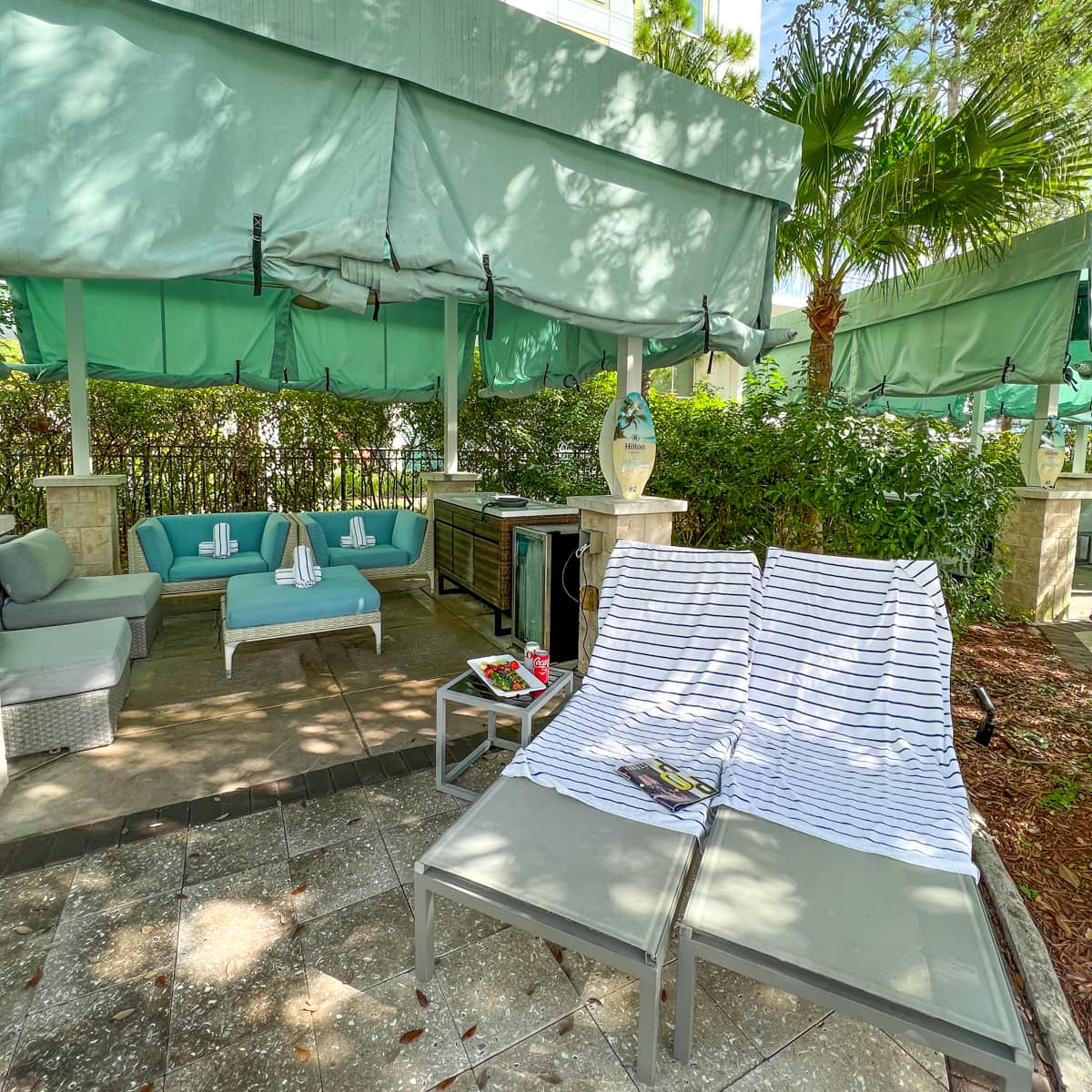 Private poolside cabana at Hilton Orlando 