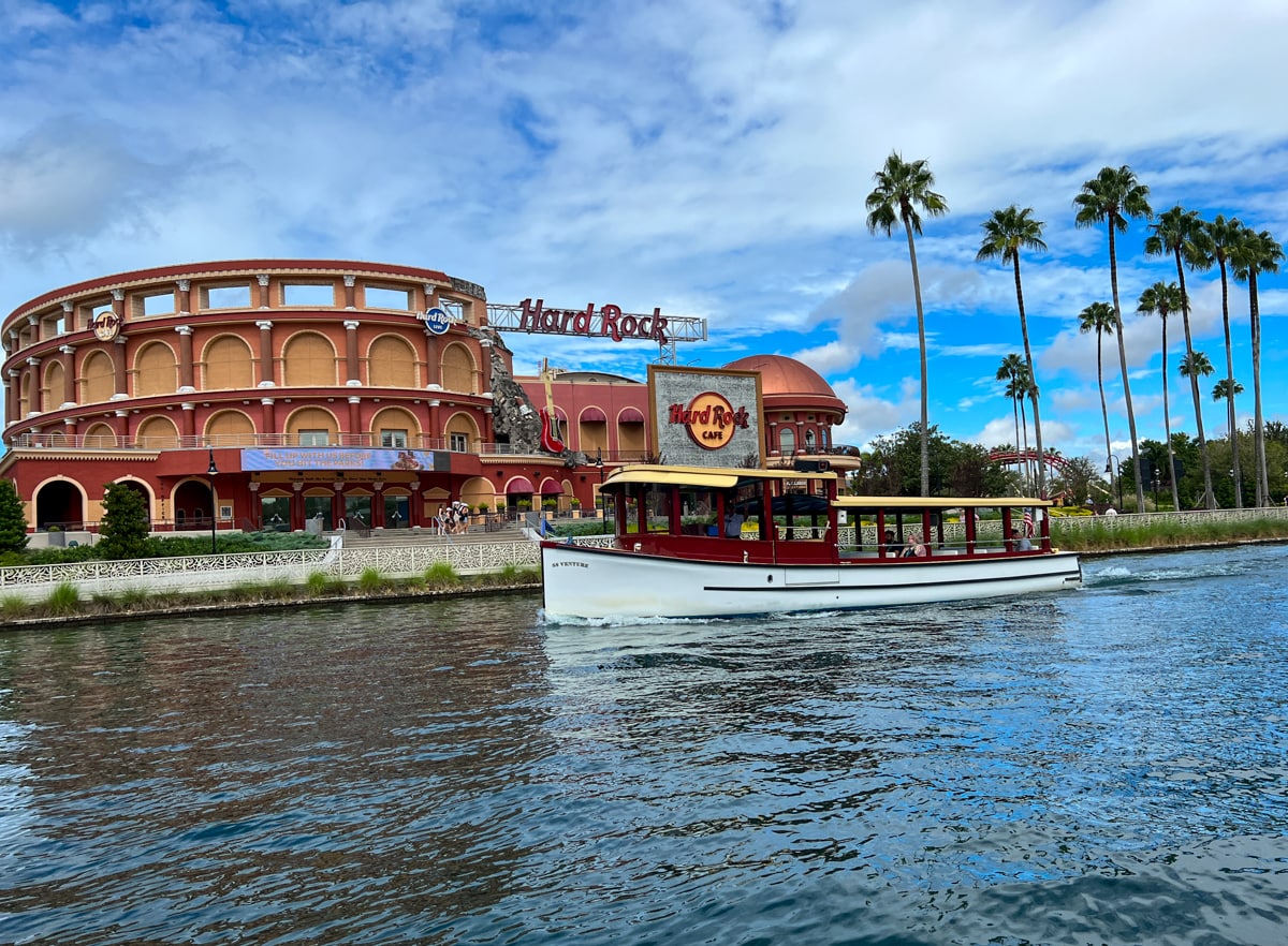 Universal Water Taxi in front of Hard Rock Cafe in CityWalk