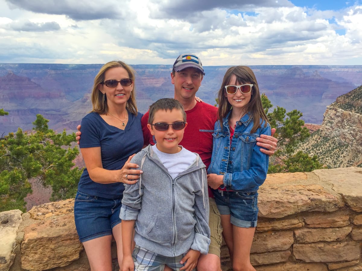 Grand Canyon family photo with kids