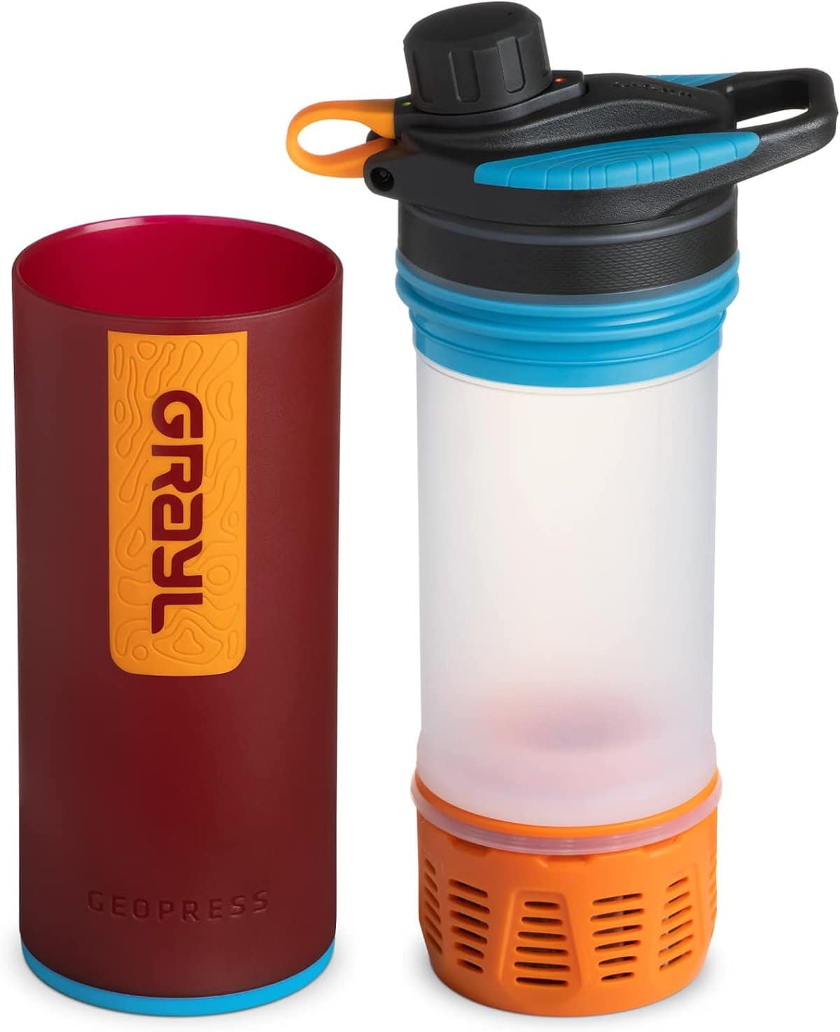 GRAYL GeoPress 24 oz Water Purifier Bottle - Filter for Hiking, Camping, Survival, Travel